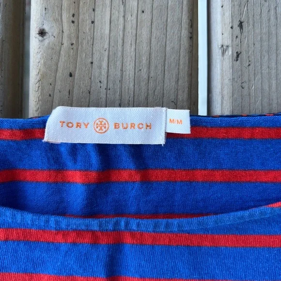 Tory Burch Striped Cotton Dress – Blue & Red, Size M - Picture 3 of 7